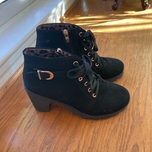 Black booties, worn once, size 7.5